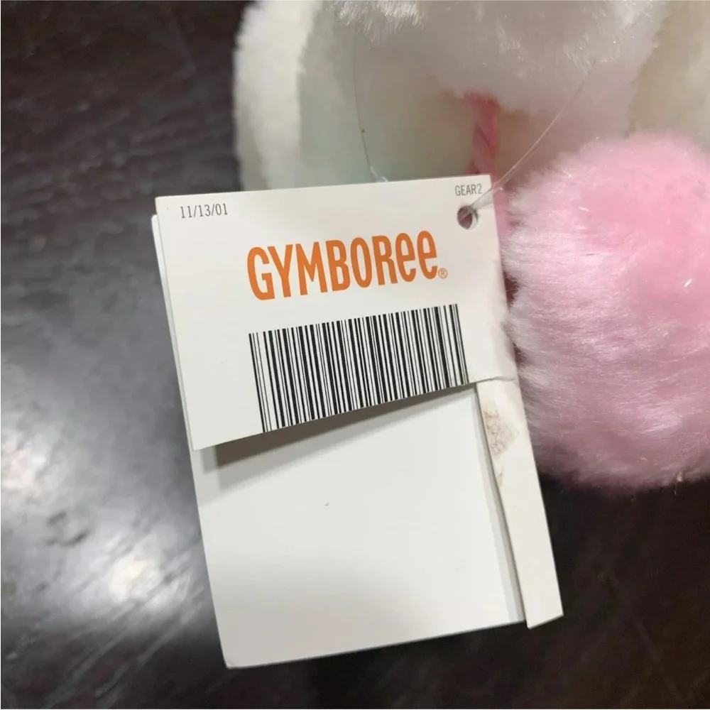 Vintage Gymboree Plush Purse Fuzzy Pouch Basket White Multicolor Puff Balls